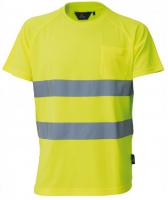 T-krekli T-shirt ostrzegawczy, oddychający poliester, dwie odblaskowe taśmy, kolor żółty, rozmiar XXxL