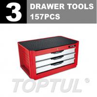 Instrumentu kaste ar aprīkojumu PRO-LINE instrumentu kaste ar 157 instrumentiem, 3 atvilknes (sarkana)