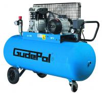 Abvirzienu darbības (virzuļu) kompresori Kompresors virzuļa tips GUDEPOL sērija Blue, 2,2 kW 400V 10 bar, efektivitāte: 394l/min., tvertnes tilpums: 150L, virzuļu skaits: 2gab.