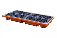 Eļļas mucu platformas Paliknis 2x 205 l mucām, ietilpība: 112 l, izmēri: 1410x760x140 mm, oranžs, 2 savienotāji iekļauti