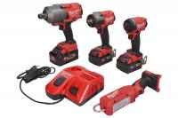 Elektroinstrumentu komplekts Power tools kit 4 pcs (SET:10 pcs), battery-powered: Air impact wrench; Drill-screwdriver; Workshop lamp, battery included:, charger included:, number of batteries: 3 pcs