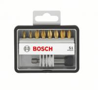 Skrūvgriežu galu kompl. Bosch 8+1-częściowy zestaw końcówek wkręcających Robust Line S Max Grip. Końcówki wkręcające, dł. 25 mm, ISO 1173 C6.3, z szybkowymiennym uchw. uniwersalnym, magnes (TORX)