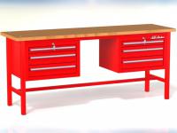 Darbgaldi Darbnīcu galds ar 2 skapīšiem un instrumentu kasti ar 3 atvilknēm, izmērs: 2070 x 600 x 890 mm (g x p x a)