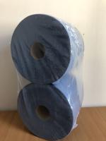Tīrīšanas papīrs Industriālais tīrīšanas papīrs rullī, 100% celuloze, 2 slāņi, zils, platums: 255 mm, garums: 360 m, 1028 loksnes, serdes Ø 72 mm, 2 ruļļi iepakojumā