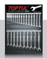 Izstādes instrumenti un garāžu aprīkojums Tools TOPTUL exhibition, Keys Combination Wrenches, 26SZT, 6-32mm, the set does not contain an array of hooks and TEAA0105 TDAH7010