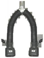 Izplūdes gāzu nosūkšanas sistēmas elementi NORFI Y nosūces sistēma divām caurulēm ar diviem 25-4937-100 uzgaļiem, savienojuma izmēri 205x110 mm