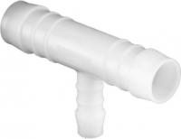 Šļūtenes savienotājs viena veida  Typ TRS Ø 4/6/4 mm savienojums caurulītēm (trejgabals), plastmasas. (10 gab. iepakojumā)