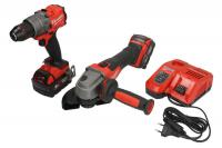 Elektroinstrumentu komplekts Power tools kit 2 pcs (SET:7 pcs), battery-powered: Angle grinder; Drill-screwdriver, battery included:, charger included:, number of batteries: 2 pcs